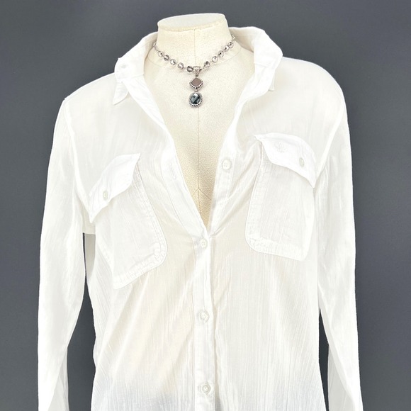 Lauren Ralph Lauren White Cotton Button Down Tunic Shirt Small roll tab *flaw - Picture 4 of 14